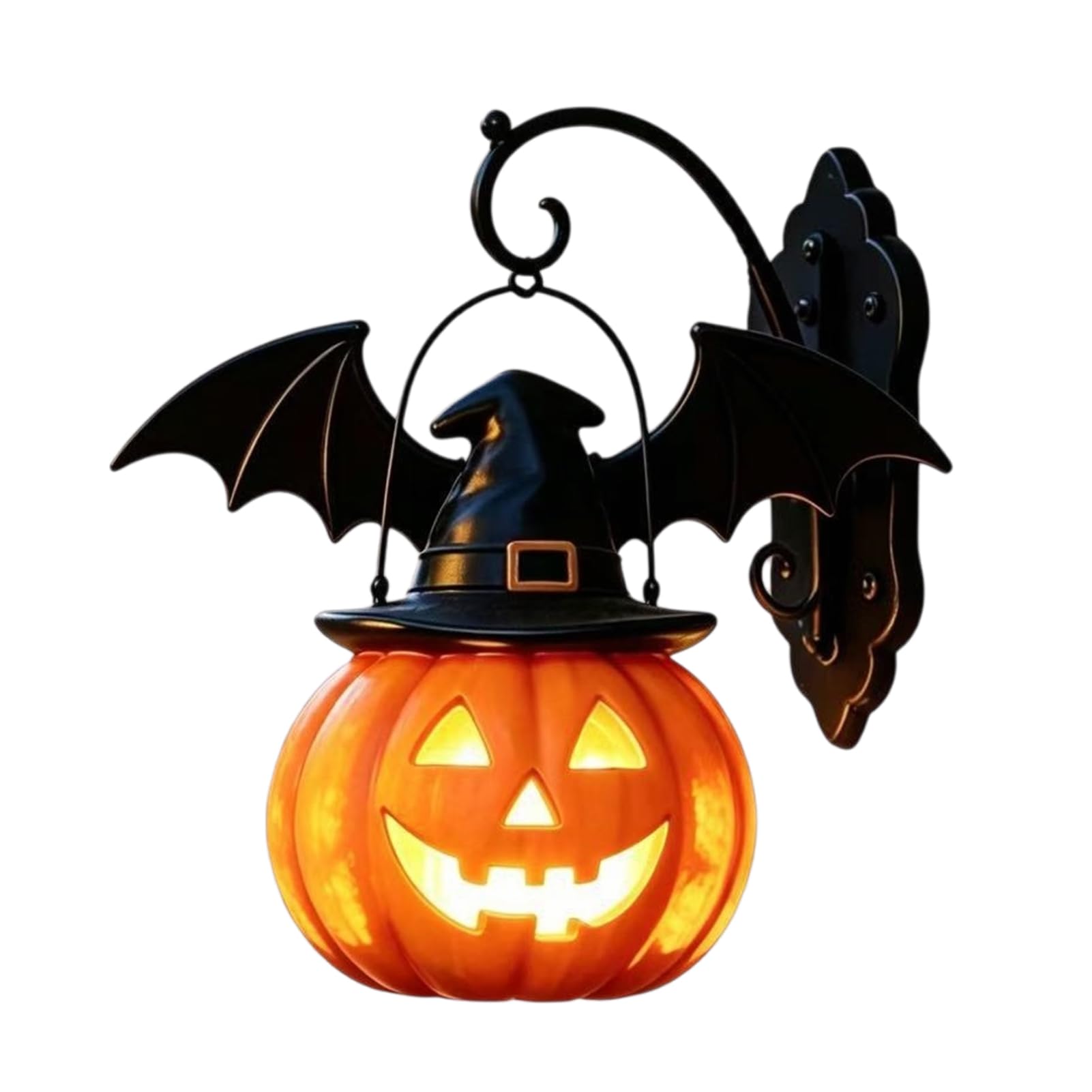 Halloween Pumpkin Night Light, Resin LED Tabletop Ornament for Home Display