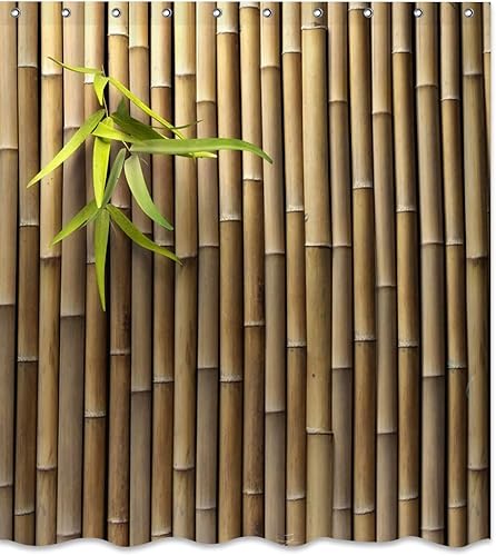 Cortinas de ducha de bambú impresas en 3D para exteriores juego de cortinas de ducha de tela de naturaleza japonesa zen decoración de baño con