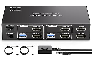 HDMI KVM Switch Dual Monitor 2 Computers 4K@60Hz USB 3.0 KVM Switches