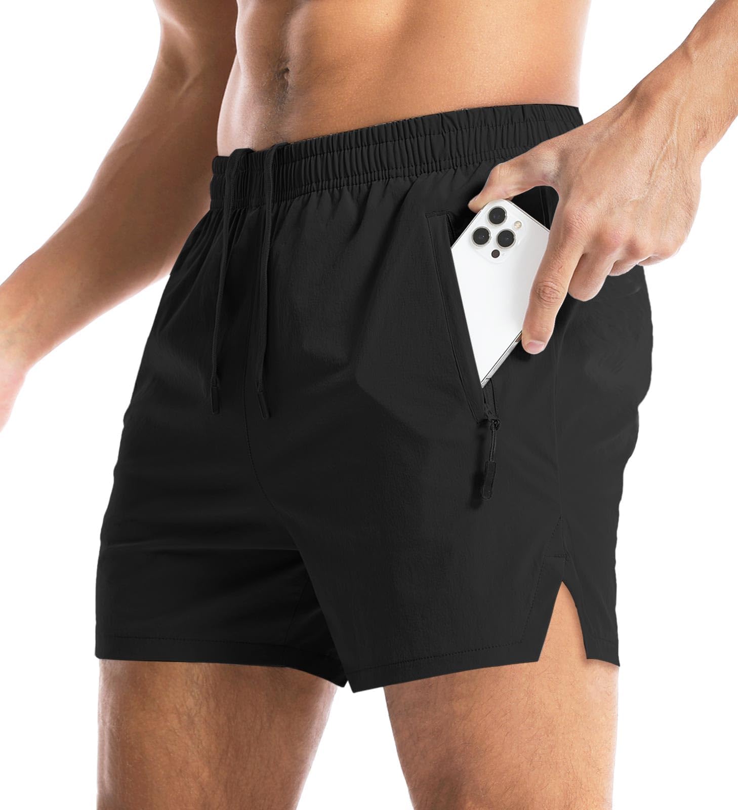 Men's Gym Shorts Linerless & Liner - 5" Quick Dry Workout Running Shorts with Zip Pockets Sports Athletic Shorts