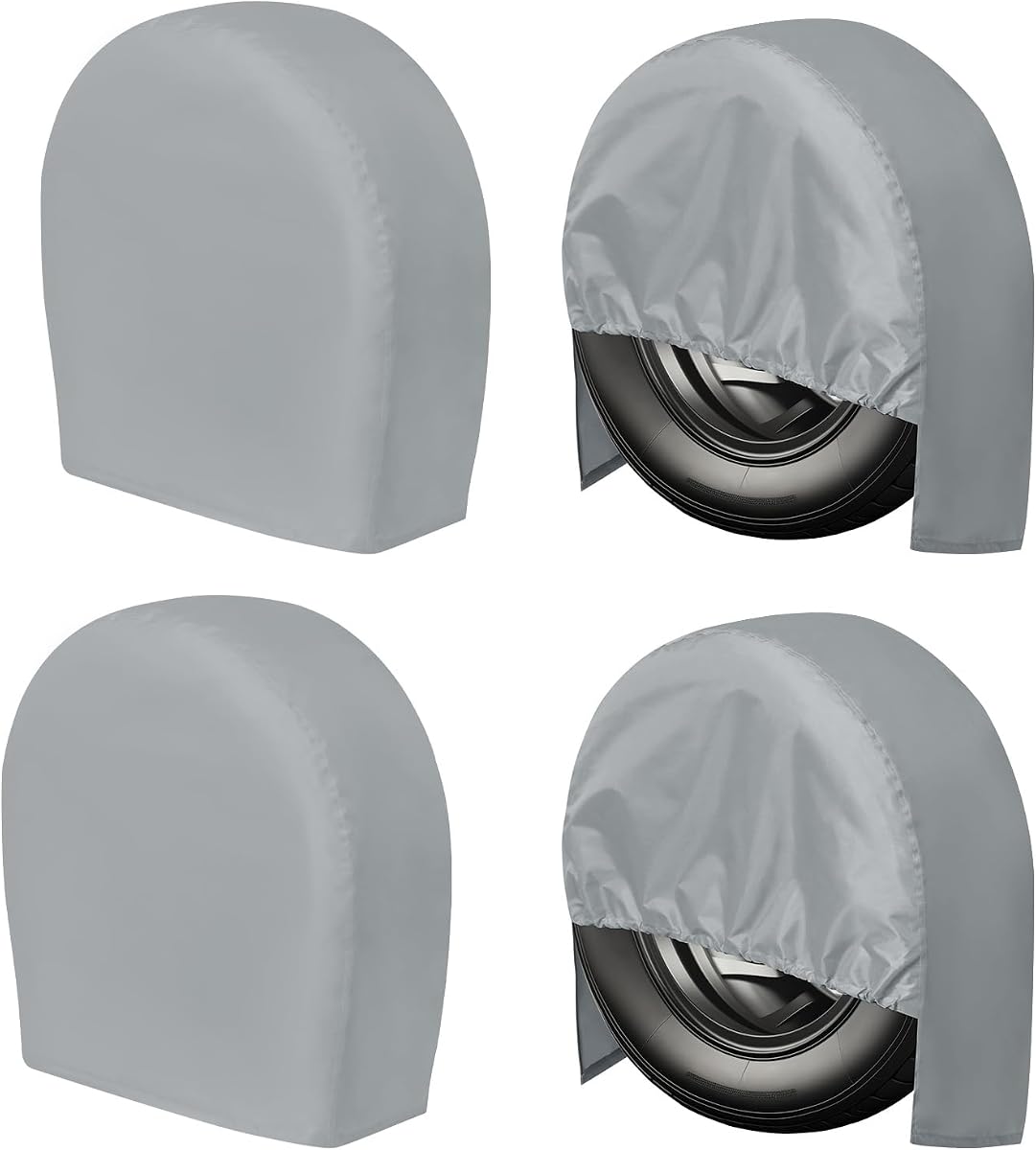 PureFit Universal Tire Covers Set of 4, Fits 24"-26" Inch Tire, Gray | UV Resistant Trailer Wheel Covers for Camper, SUV, Jeep, Trucks and RV