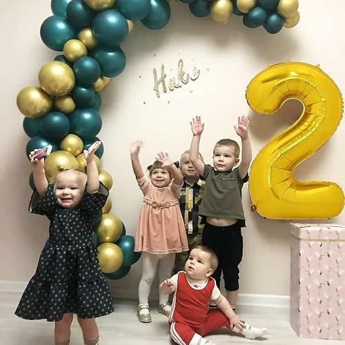 Miniatura 6 de TONIFUL Globos grandes dorados de 50 pulgadas del 0 al 9, globo digital grande de Mylar de aluminio número 2 dígitos dos para fiesta de cumpleaños,