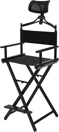 Silla plegable para artista de maquillaje, silla de directores plegable alta y profesional, silla de maquillaje de aluminio con reposacabezas para disponible en Yaxa Peru
