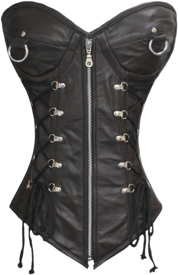Heavy Duty 24 Double Steel Boned Waist Training Genuine Leather Overbust Tight Shaper Corset #1217-LE