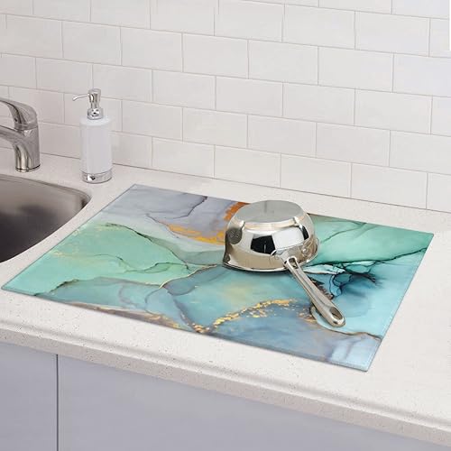 Vista 72 de Tapete de secado de platos de hojas florales verdes para encimera de cocina, 18 x 24 pulgadas, tapete absorbente reversible para platos Hoja floral