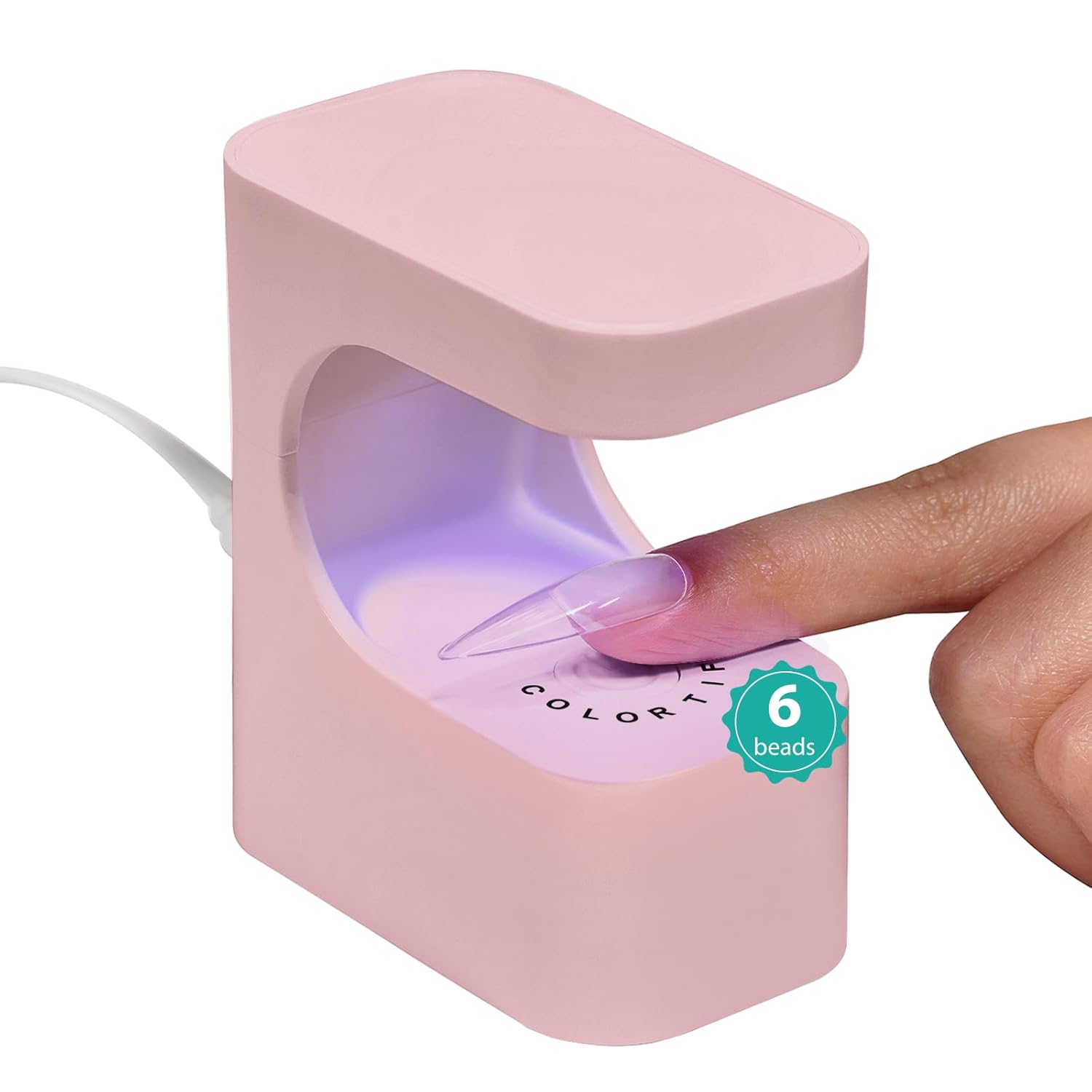 Mini UV Light for Gel Nails Pink, UV Nail Lamp, 6 Beads with 2 Timers for Fast Extension, Portable LED Flash Cure Nail Lamp USB Nail Dryer for Gel Nail Polish DIY Nail Art