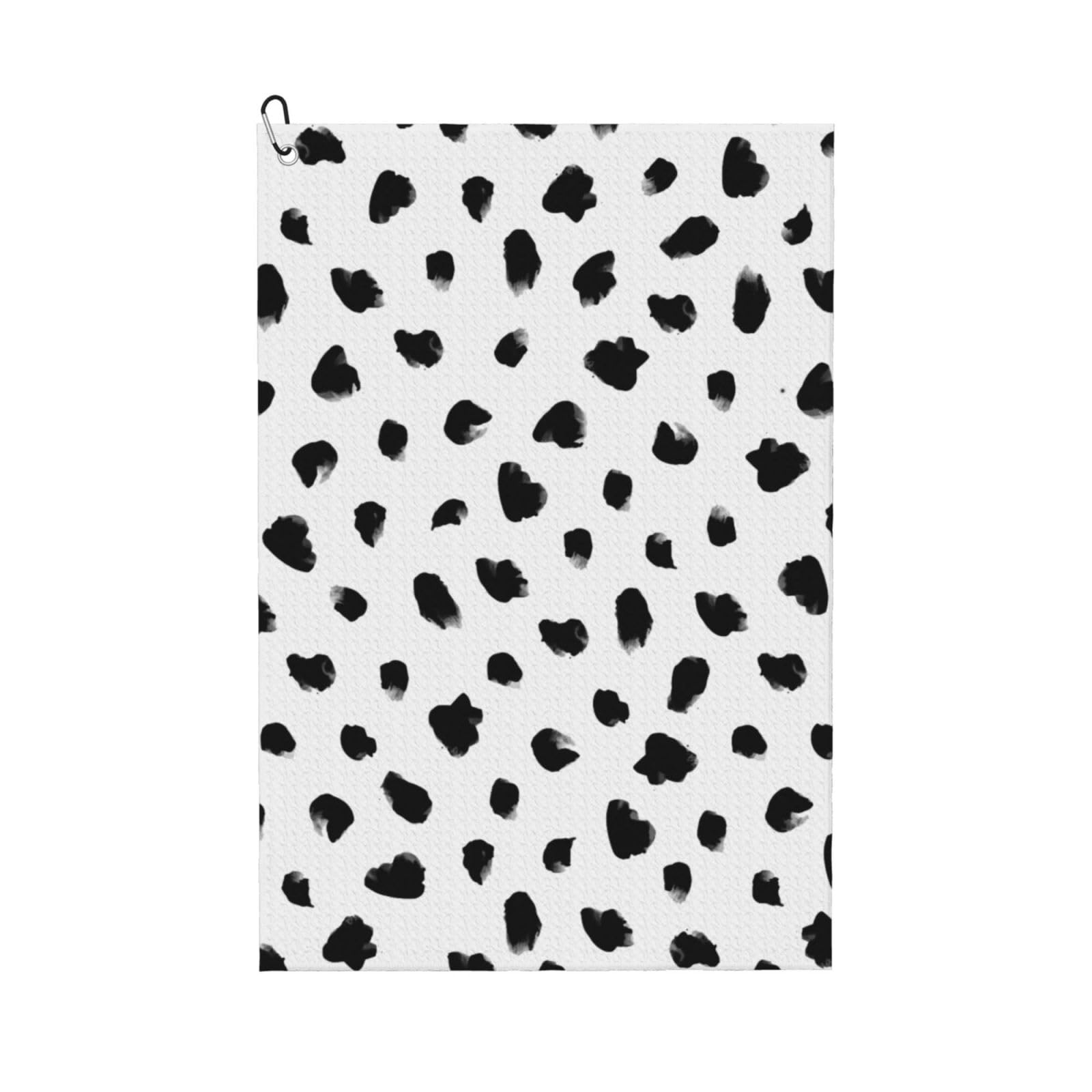 Hnnkloy Painterly Dalmatian Animal Print, 16x24 in Portable Waffle Golf Towels with Carabiner Clip for Golf Bag