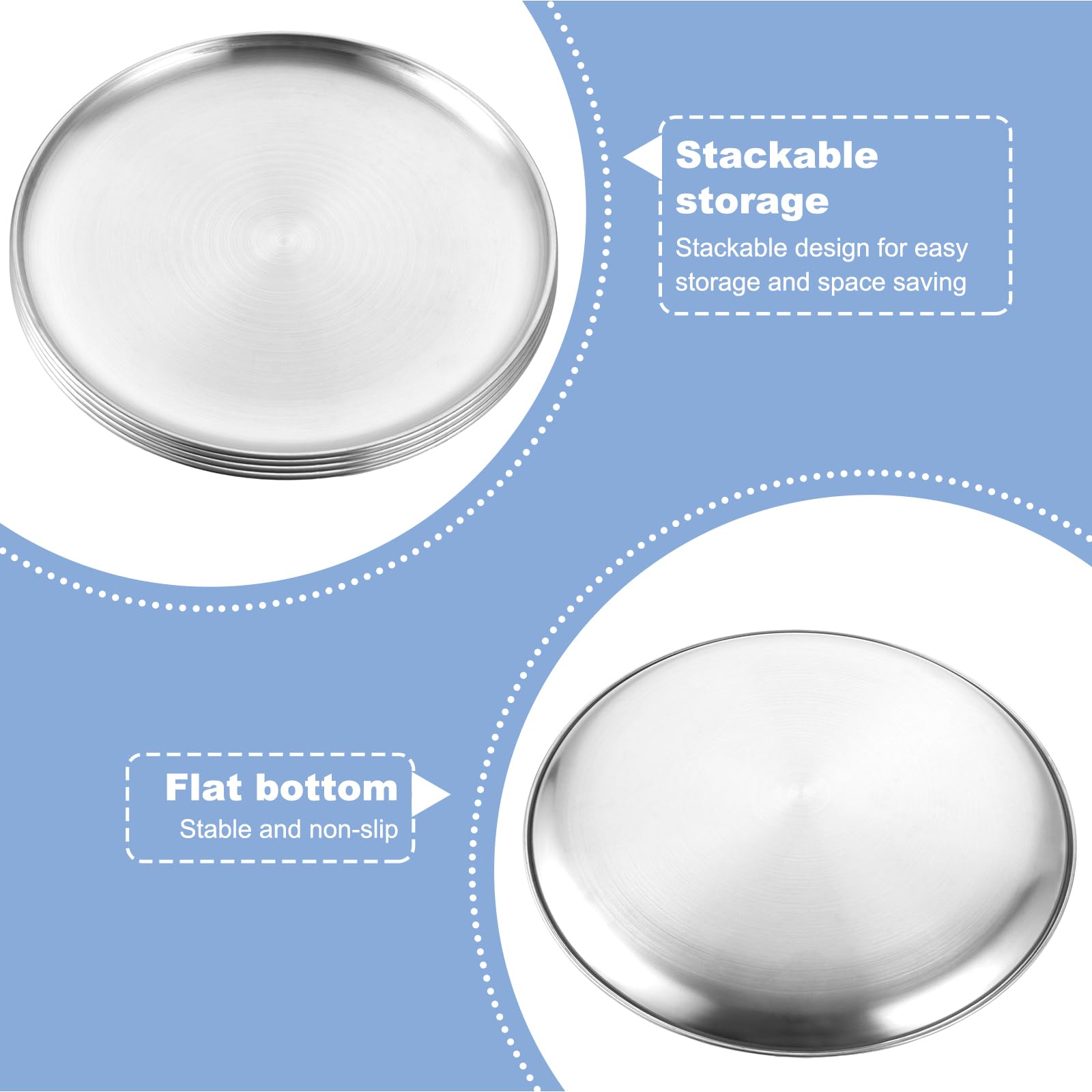 Set di 5 teglie per pizza, rotonde, in acciaio inox, 30 cm, rotonde, per pizza, in acciaio inox, per forno, cuocere, servire, arrostire, lavabile in lavastoviglie