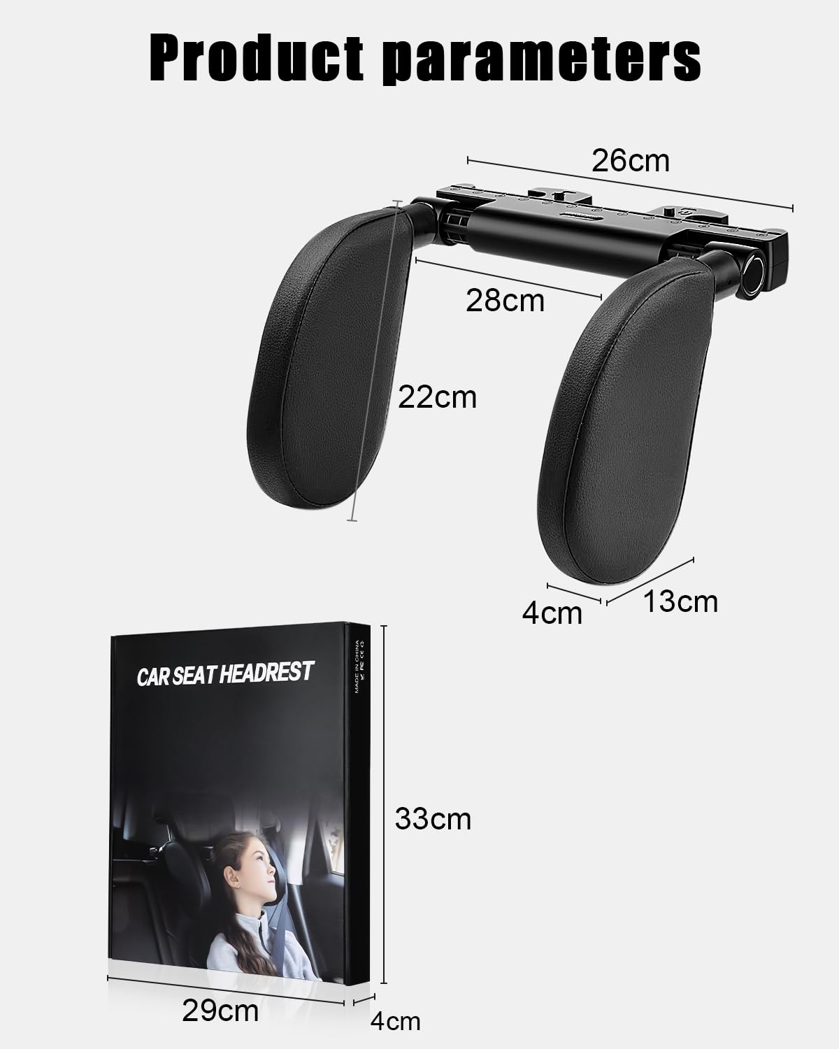 Zawaer Zagłówek samochodowy dla dzieci, Zagłówek samochodowy Podparcie szyi dla dzieci, Oddychająca poduszka zagłówka bocznego fotelika samochodowego z regulacją 180 stopni dla dzieci, Szybki montaż