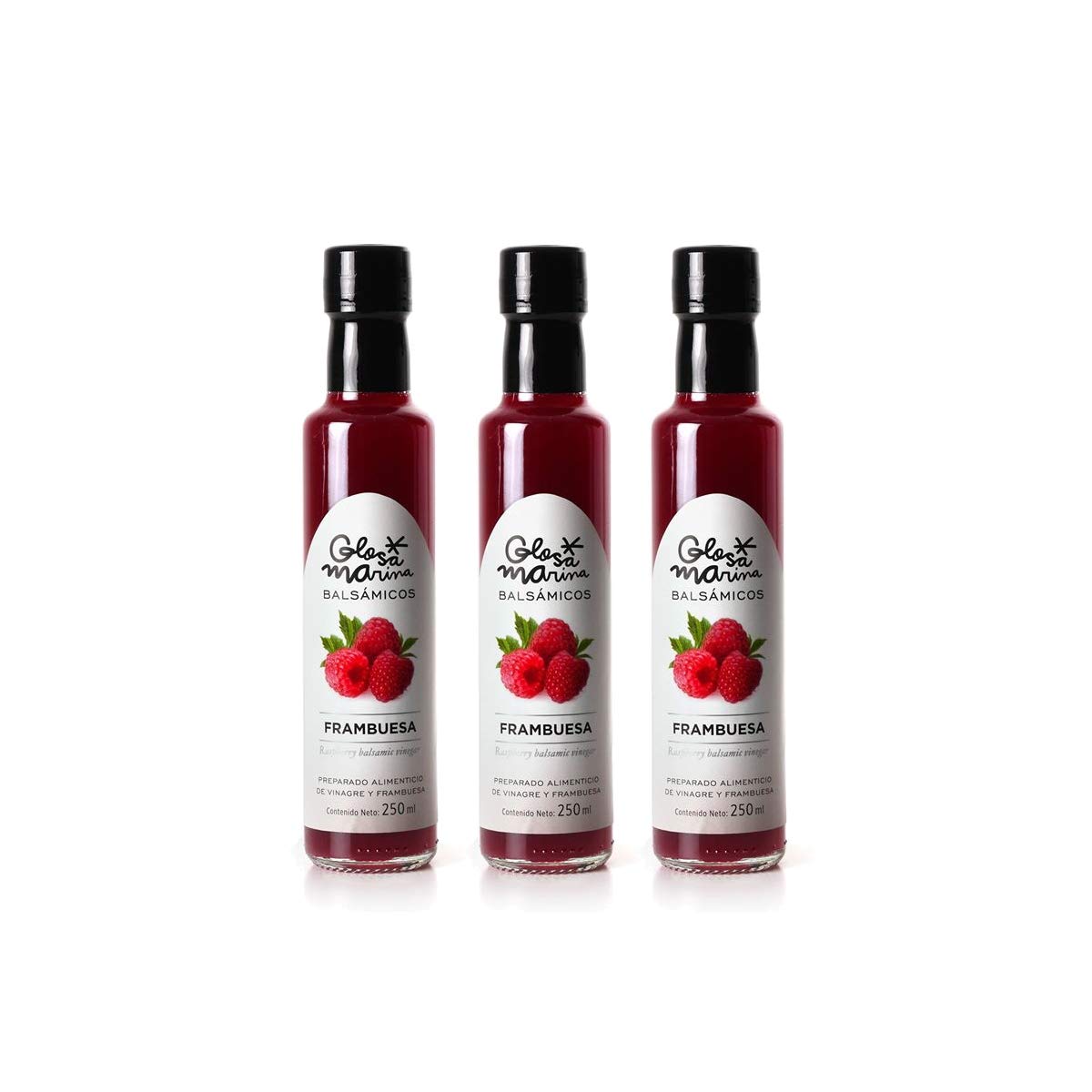 GLOSA MARINA 3er Paket *FRAMBUESA* Crema Balsámica de Frambuesa - Balsamico Gourmet Essig Creme Himbeere (3 x 250ml)