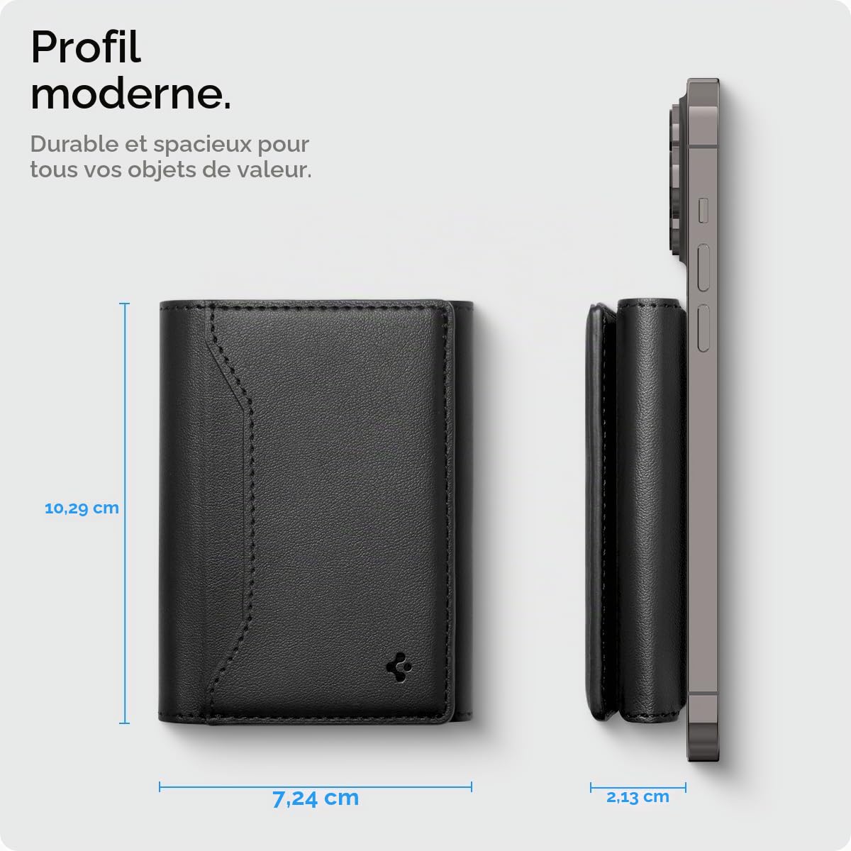Spigen Valentinus S MagFit+ Porte-Cartes Magnétique 7 Cartes avec Protection RFID conçu pour MagSafe Compatible avec Les Modèles iPhone 17/16/15/14/13/12 - Noir
