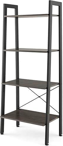 Miniatura 9 de Giantex Estantería industrial de 4 niveles, estantería de escalera con marco de metal, kits antivuelcos, almohadillas ajustables para los pies,