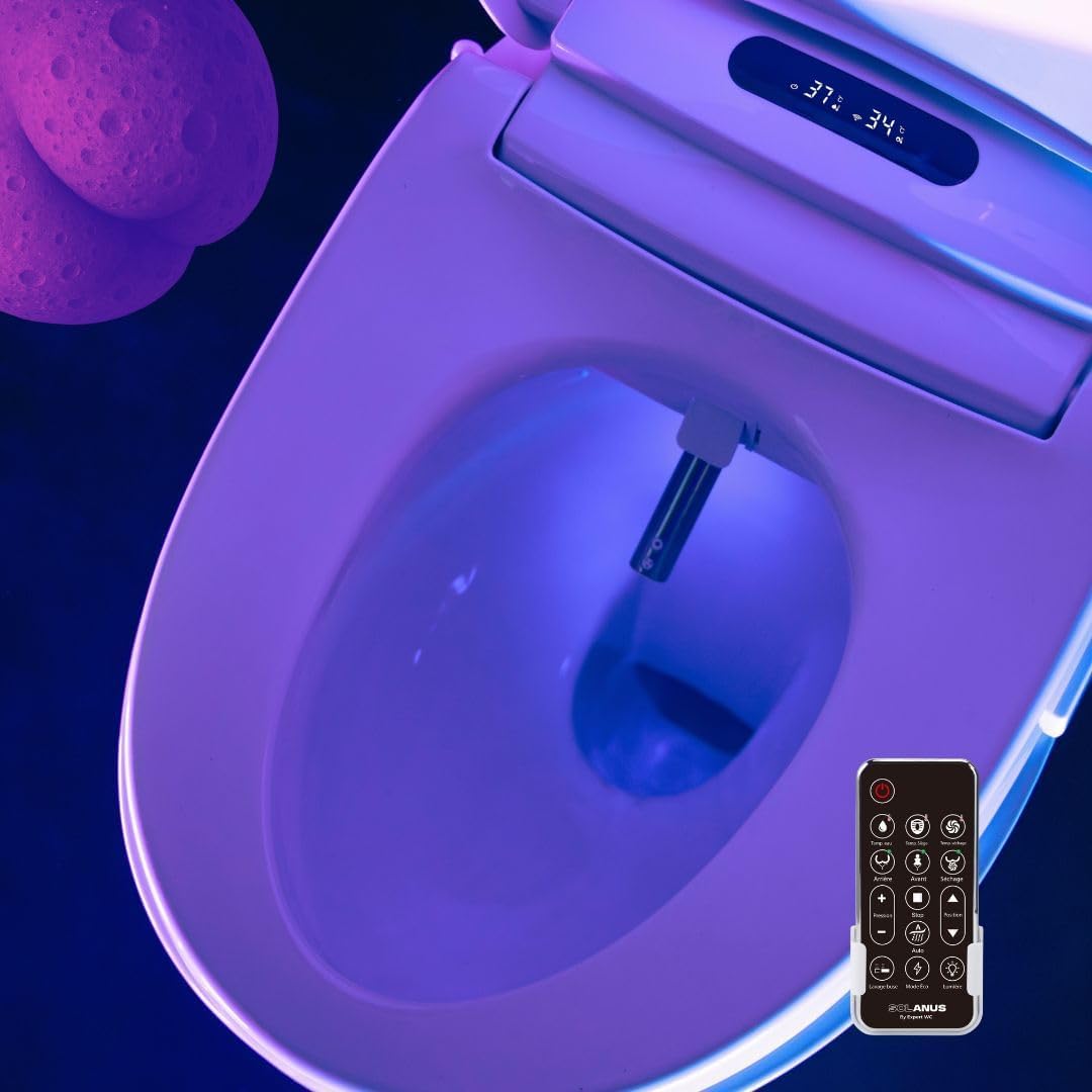 Kit WC Japonais Électrique | Siège chauffant, eau chaude, séchage à air chaud, télécommande sans fil | Installation facile & SAV français (Forme O)