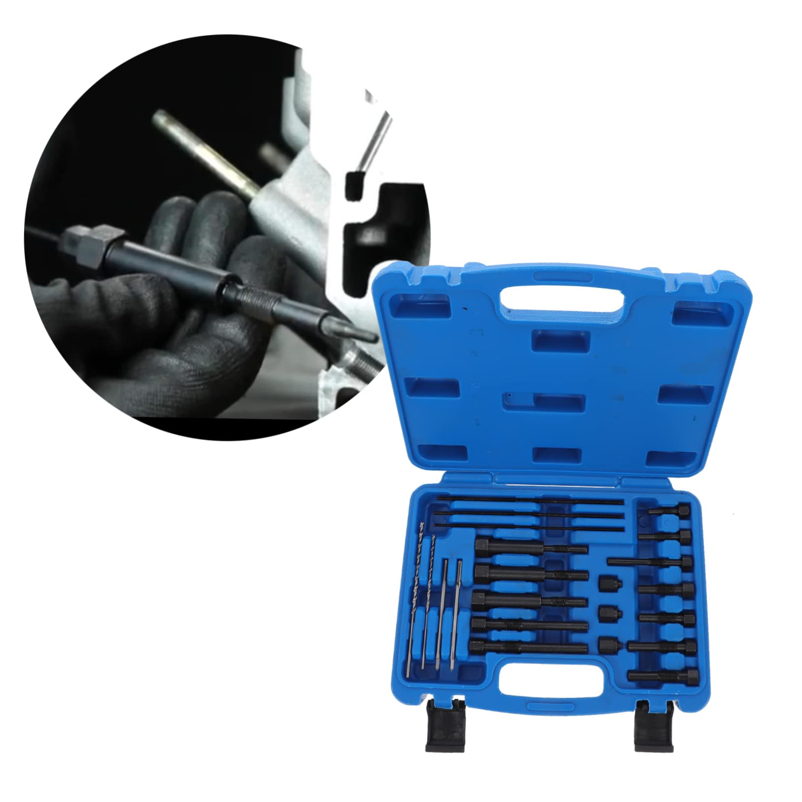 PRETYZOOM Kit Extractor de Bujías de Precisión para Automóviles, Herramientas de Reparación de Roscas, Material ABS y Acero, Caja de Almacenamiento