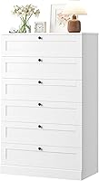 HOSTACK White 6 Drawer Dresser, 52" Tall Chest of Drawers, 29"W Modern Bedroom Storage Cabinet for Living Room & Entryway