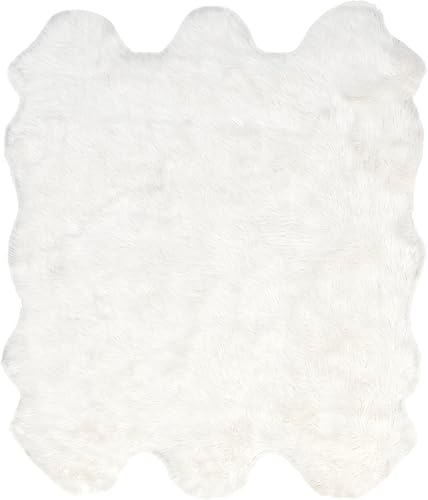 Miniatura 2 de nuLOOM Alfombra mullida de pelo sintético de oveja 5 pies 3 pulgadas x 6 pies color blanco