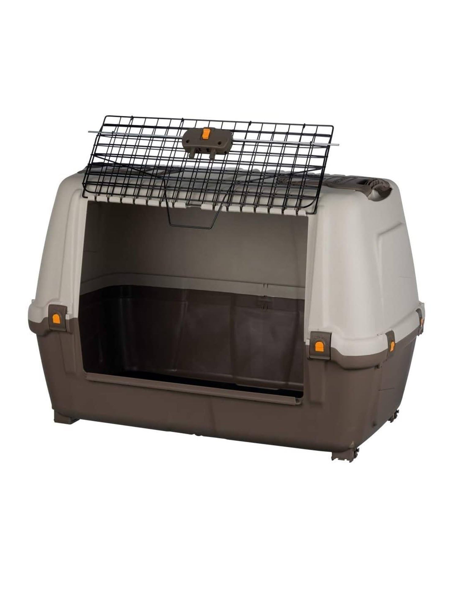 Dmora Transportín rígido para Perros o Gatos de Polipropileno, Jaula portátil con Alfombrilla, 100% Fabricada en Italia, 76 x 45 x 54 cm, Color Gris