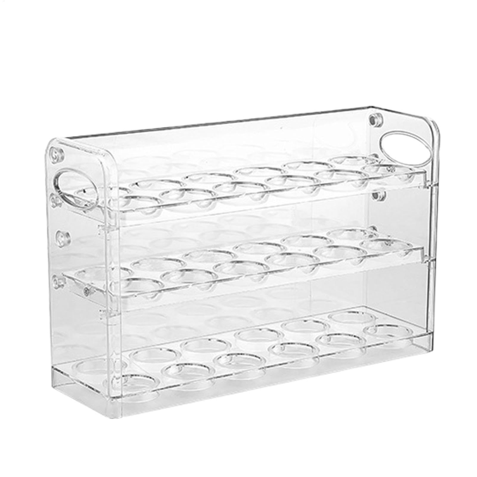 Organizador de huevos de 3 capas con diseño compacto y transparente para ahorrar espacio