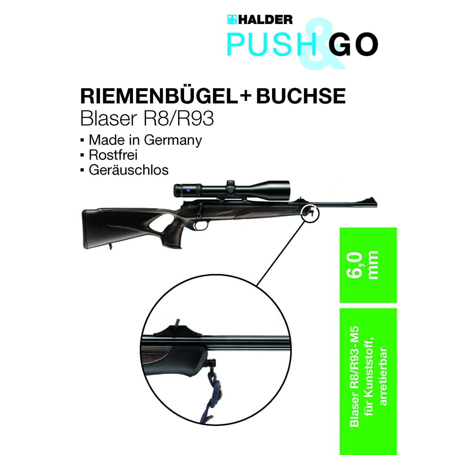 HALDER Umrüstset Blaser Push & Go-Kit de conversión para Sistema de Aire comprimido (R8/R93, Estribo + Hembra, 6 x 1/23 mm, M5-Slim), Unisex Adulto, Negro, 6x1/23mm/SLIM