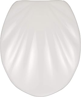 Wenko Premium - Asiento de Inodoro con Dispositivo automático de Descenso y sujeción higiénica de Acero Fino Inoxidable, Antibacterial, duroplástico, Color Blanco