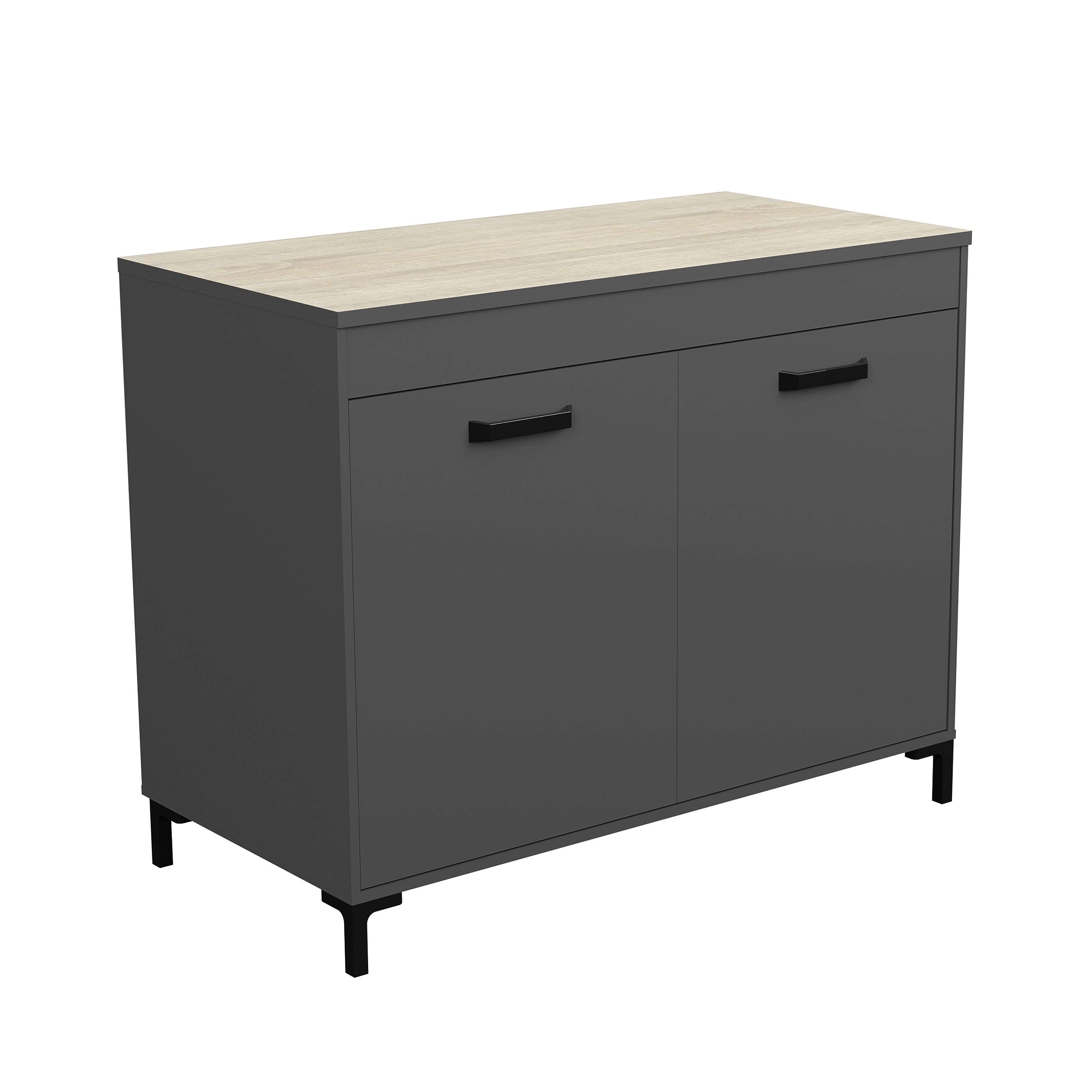 Miroytengo Módulo Inferior de Cocina Smoke Estilo Industrial en Color Gris y Roble con 2 Puertas 118 cm