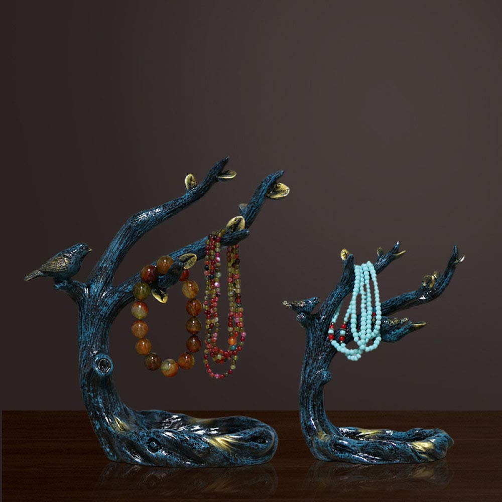 Statue oiseau bleu en résine lot de 2 objet décoration intérieur moderne salon