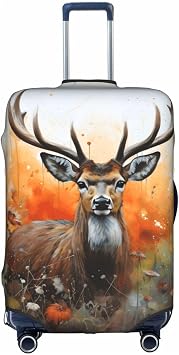 Watercolor Deer Wild Printed Luggage Cover, Elastic Suitcase Protector for 22-24 Inch Suitcases, Dustproof & Scratch-Resistant Travel Cover with Double-Sided Design