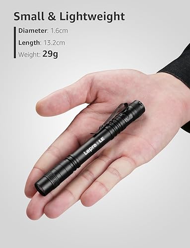 Miniatura 2 de LE - Linterna LED para bolígrafo, ligera, mini, linterna de bolsillo impermeable con clip, paquete de 2 linternas pequeñas para inspección, trabajo,