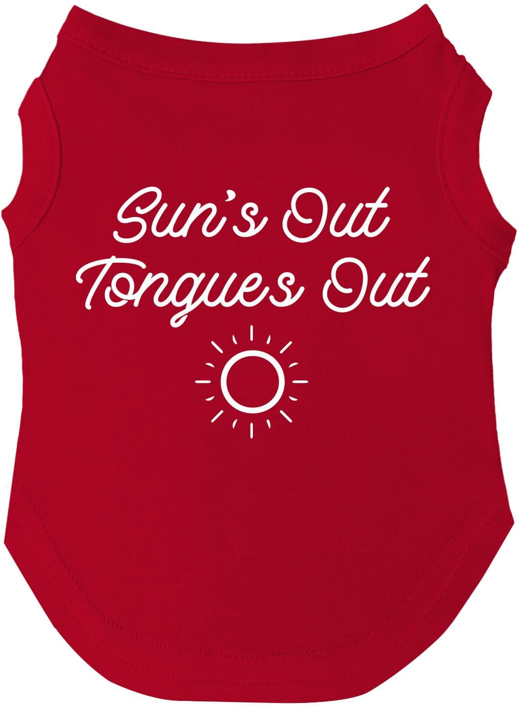 Sun's Out Tongues Out Summer Dog Tee Shirt Sizes for Puppies, Toys, and Large Breeds (Red, X-Large 469)