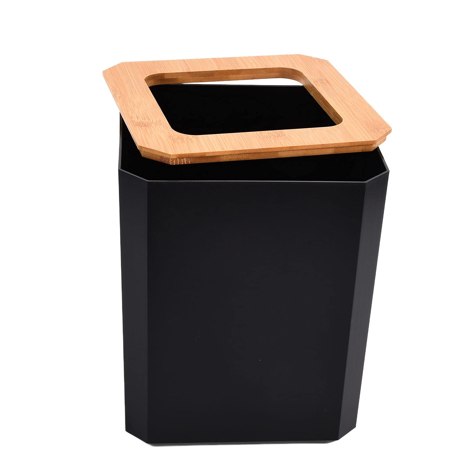 Aramox Juego de Accesorios de Baño de bambú Juego de Baño de 7 Piezas con Caja de ABS Soporte para Cepillo de Dientes Escobilla de Papelera y Bandeja para el del Hotel en Casa (Black)