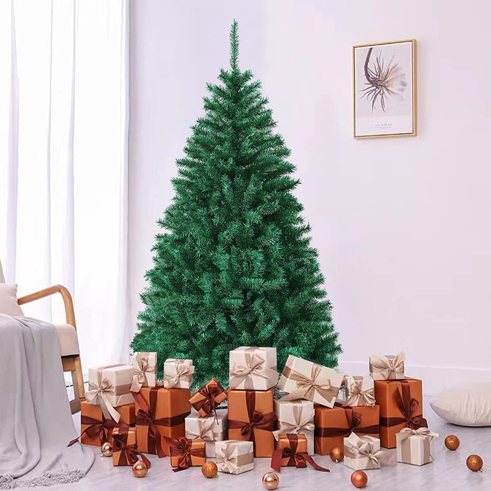 Árbol de Navidad Artificial Verde, 180cm, decoración de Navidad inflameable,Árbol de Navidad Frondoso con sporte metálico (1.8M800-verde)