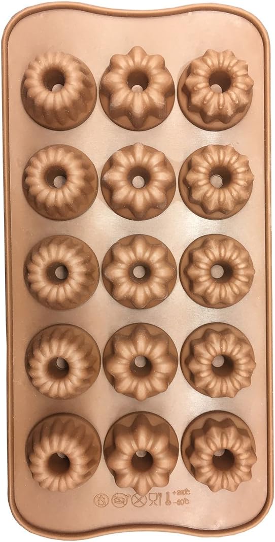 Silicone Pumpkin Shaped Candy Mold,15-Cavity Mini Silicone Fancy Jelly, Muffin, Coffee Cake and Chocolate Mold