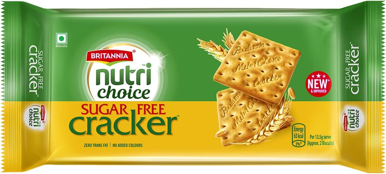 Britannia Nutri Choice Sugar Free Cream Cracker, 400g, Brownish Yellow