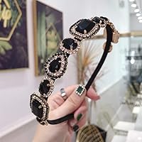 Vista 3 de Wiwpar Diadema de diamantes de imitación - Negro, 5.5*5.1 in - Accesorio para el cabello de mujer