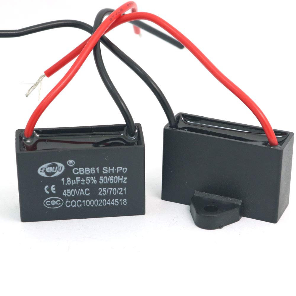 Condensatore del Motore del Ventilatore CBB61 1.8uF 450V AC 50/60Hz DollaTek 2Pcs