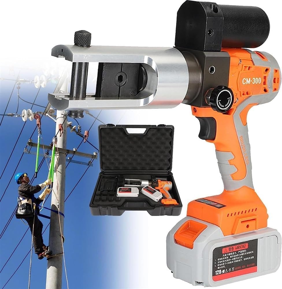 Pinza Crimpatrice Idraulica Elettrica 16-300mm², Crimpatrice Ricaricabile a Batteria 60KN con 11 Matrici, per Capicorda in Rame e Alluminio - Pressatrice Multistrato Portatile Senza Fili