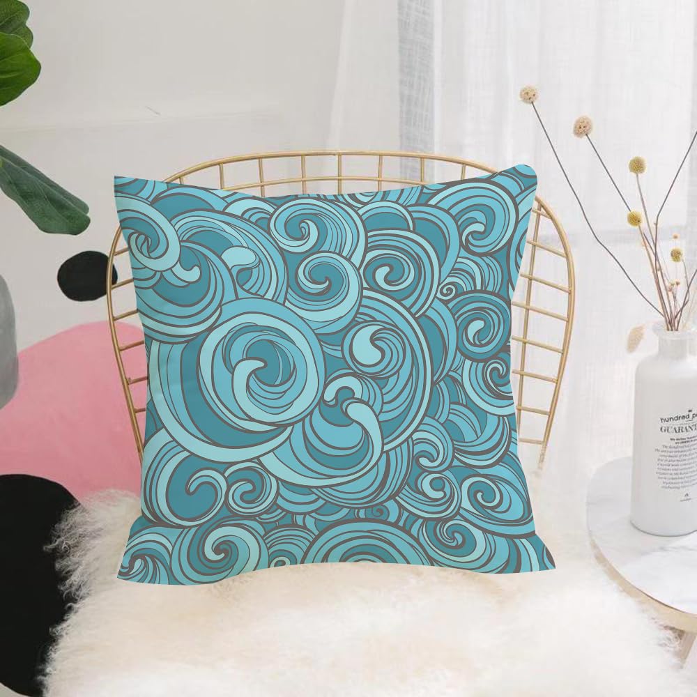 HYOSXW Cushion Cover,Throw Pillow Case Home Decorative for Living Room Bedroom Sofa Chair 16X16 Inch,Hand drawn vector seamless pattern with curls swirls spirals.,Pillowcase 40X40cm