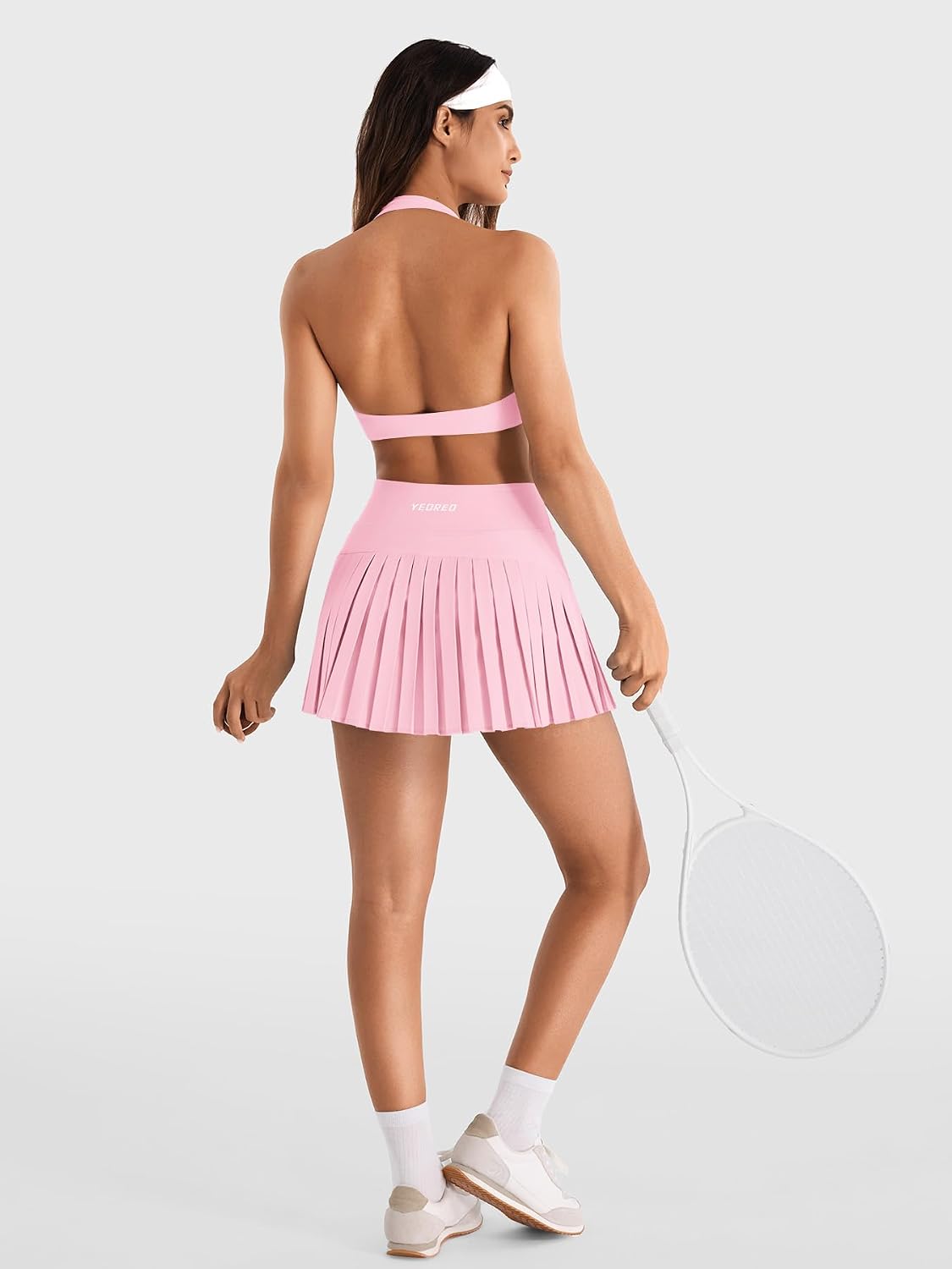 YEOREO Ease Womens Pleated Tennis Skirt Built in Shorts with Pockets 2 in 1 A-Line Skirt High Waist Workout Golf Skorts