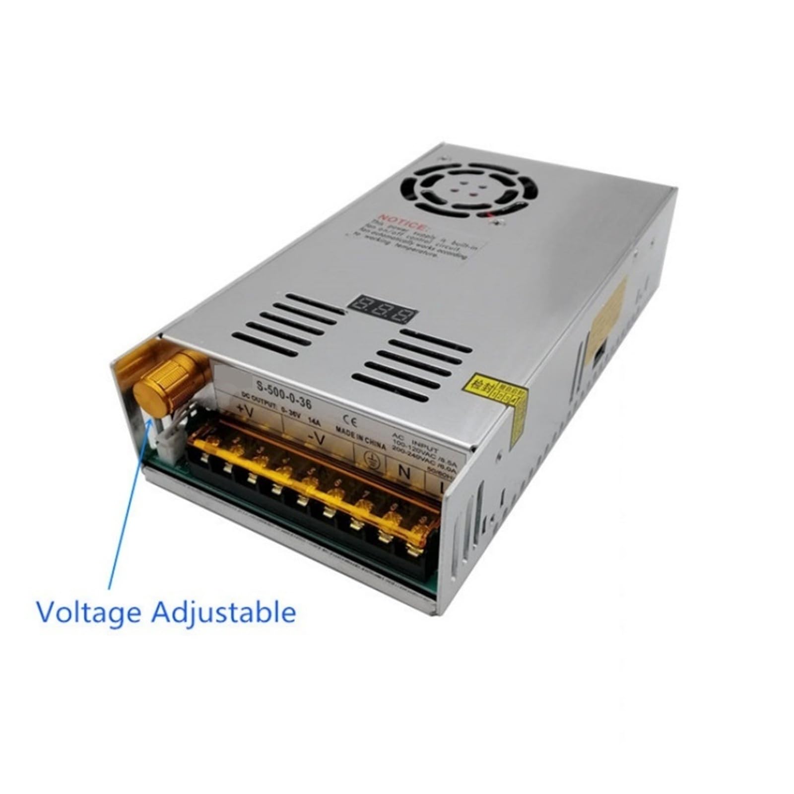 Zasilacz impulsowy o mocy 500 W, z możliwością regulacji od 12 V do 120 V