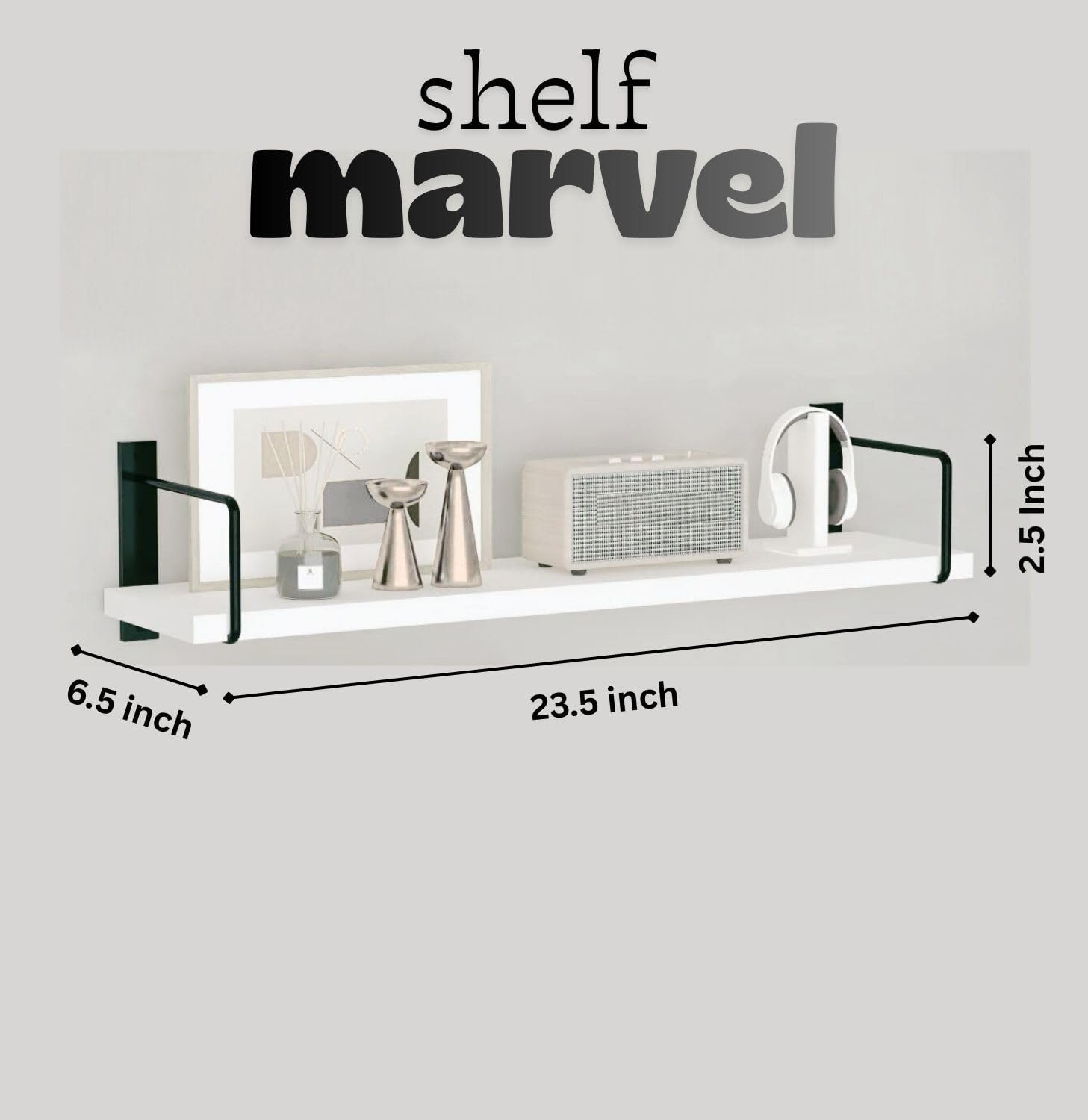 Torche, Wall Shelf | Wall Mount Float Shelf | Wall Mounted Shelf Kitchen| Wall Mount Floating Shelf for Living Room (Marvel- Granite Black)