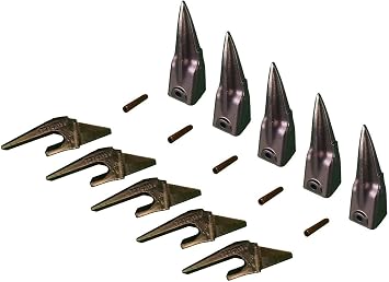 5 Mini Excavator Bucket Teeth, Weld-on Shanks, Pins - X156TL, T230X156, P156
