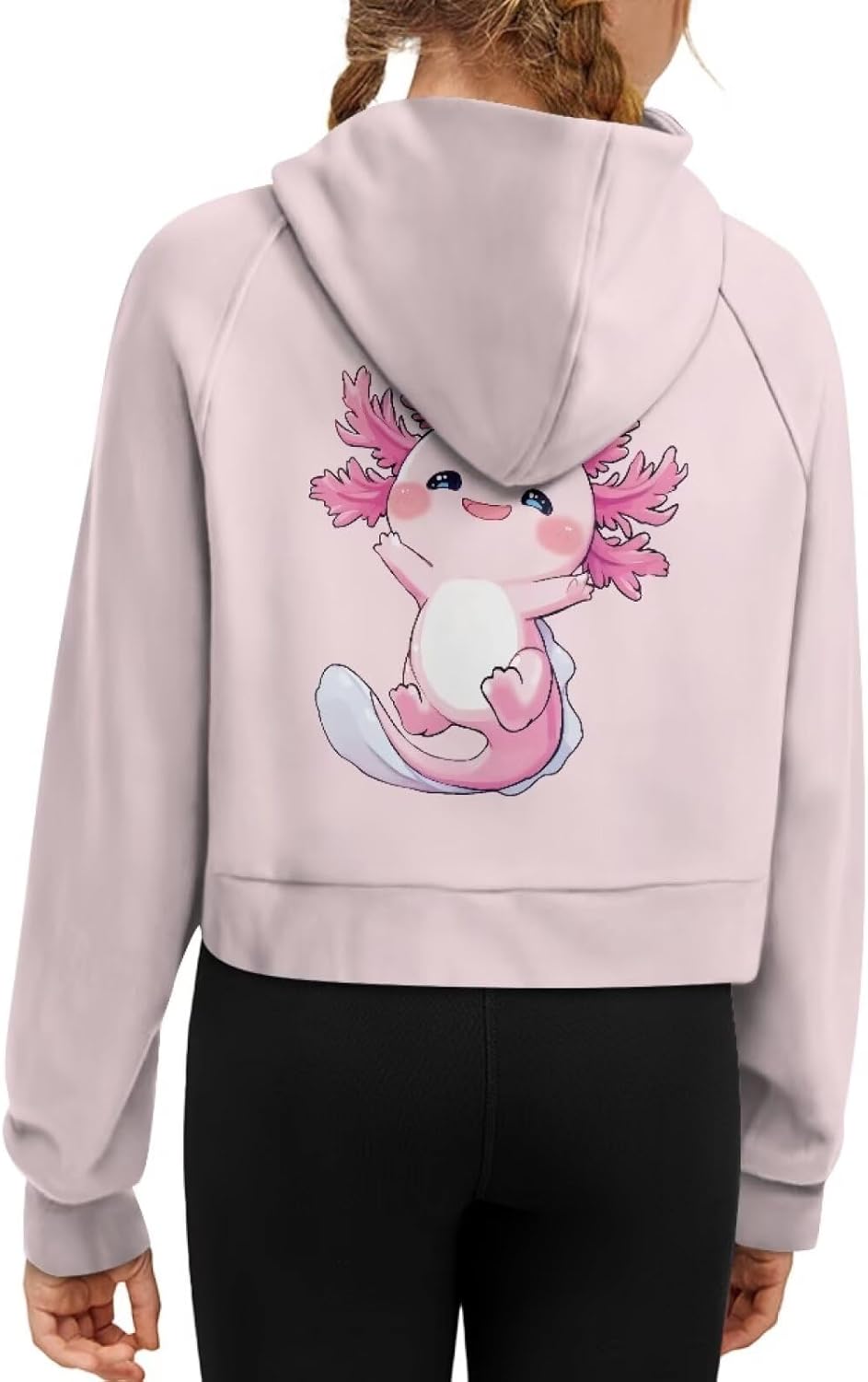 Breathable Girls Hoodie for Sports Stretchy Half Zip Raglan Cropped Sweatshirt with Front Pocket Ages 5-14