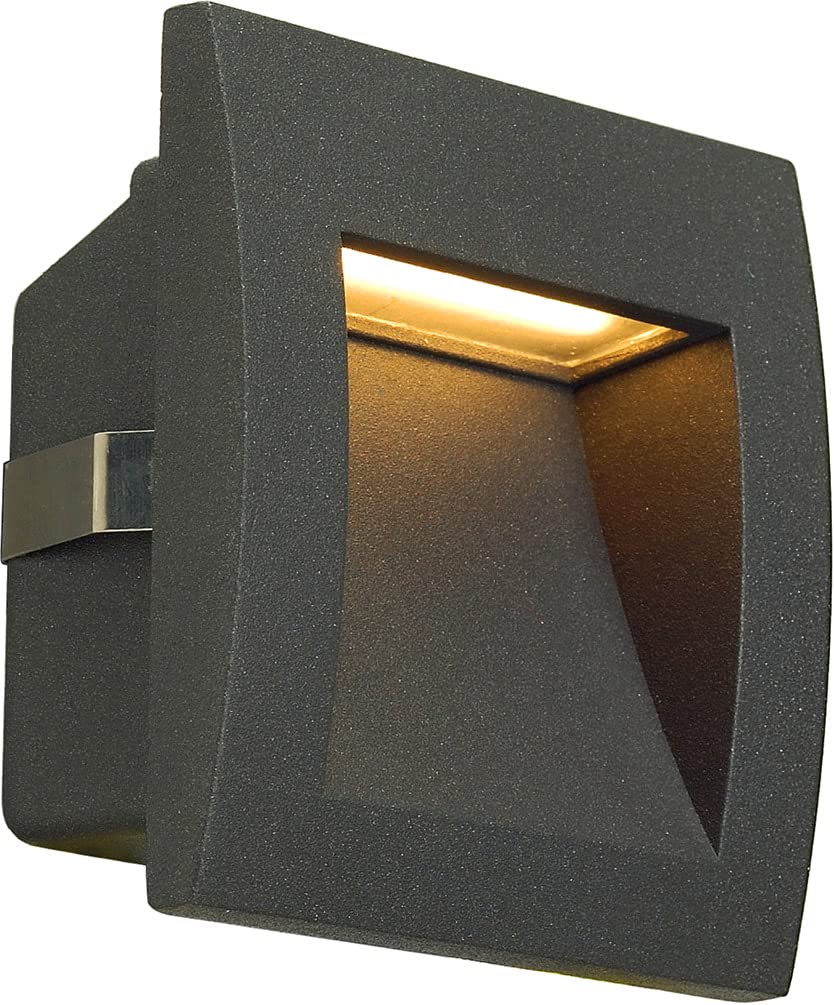 Slv Anthracite Recessed Wall Light Downunder Out Led S/Illumination For Walls, Paths, Entrances, Built-In Outdoor Light, Garden Lamp / Ip55 3000K 1.7W 25Lm 233605