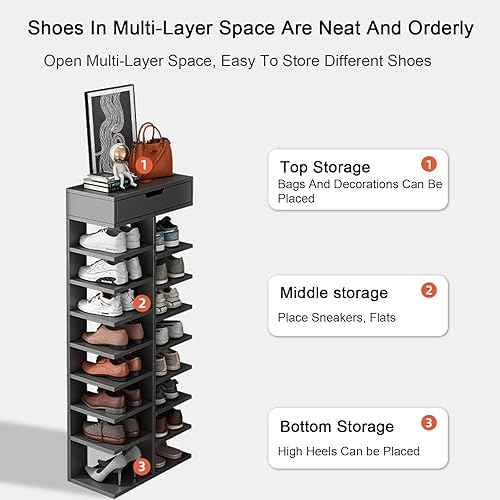 Miniatura 5 de Zapatero negro, zapatero para entrada, zapatero independiente, zapatero moderno, zapatero para armario, sala de estar, entrada, dormitorio, oficina,