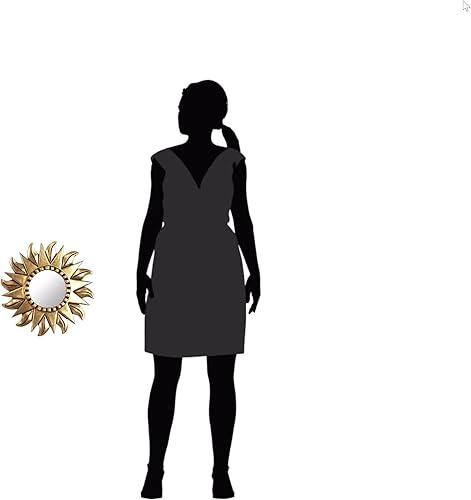 Miniatura 7 de NOVICA Espejo de estrella montado en la pared con marco de madera pintado dorado, sol de verano, metálico