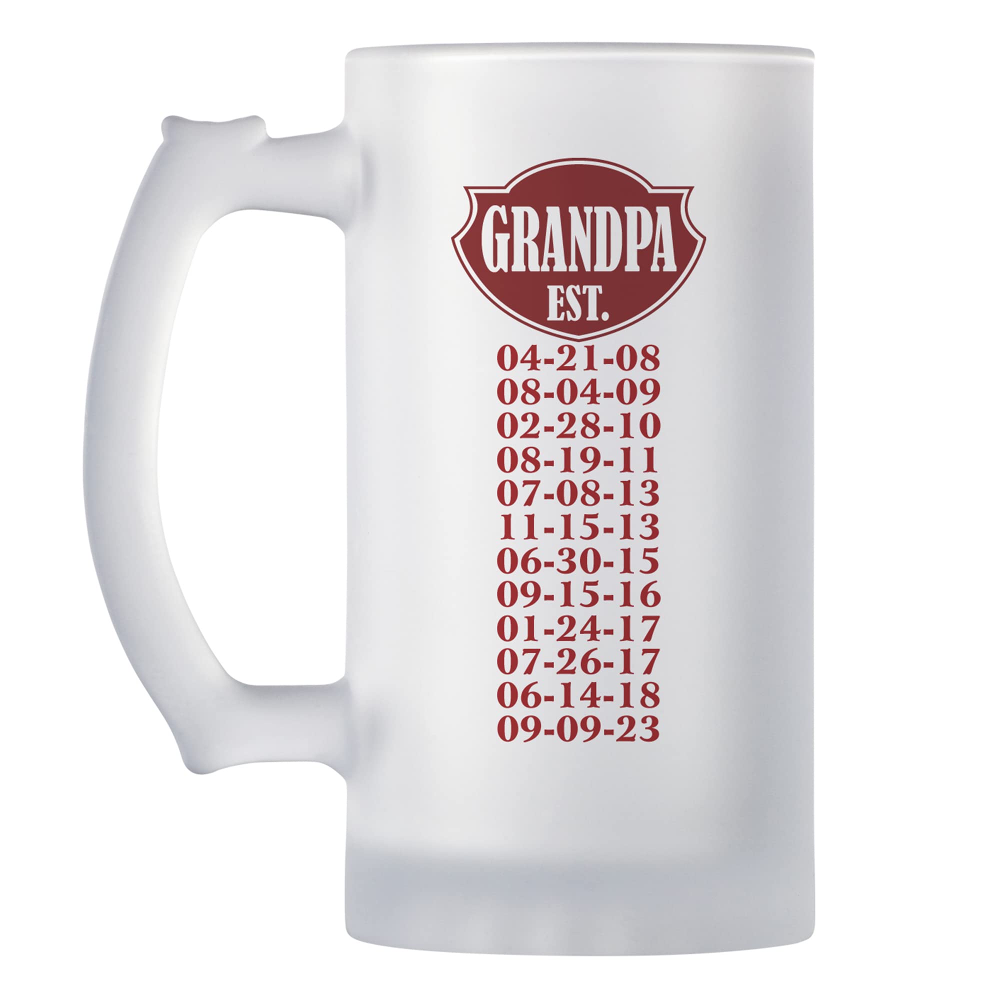 Let's Make Memories Personalized Daddy's Pride Frosted Beer Mug - Keepsake for Dad - For Him- Red