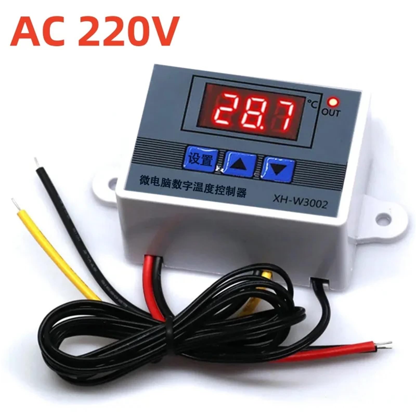 XH-W3002 regulator temperatury AC110V-220V DC12V/24V LED cyfrowy termostat sterujący mikrokomputerem, czujnik termoregulatora (AC 220 V)