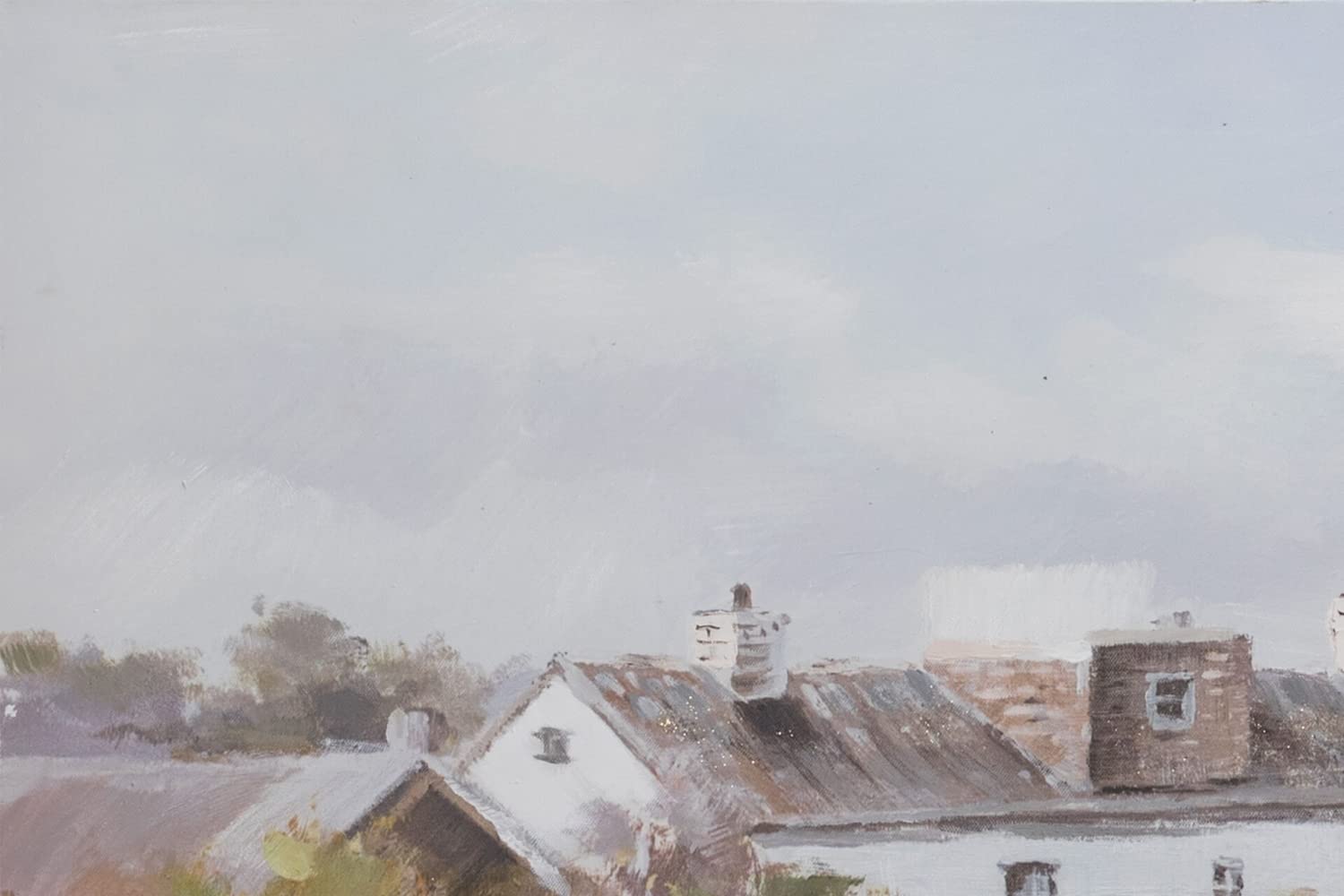 KunstLoft Leinwandbild | 100% HANDGEMALT | 150x50cm | Gemälde 'Ruf der Ferne' | Abstrakt | Blau Grün | Wandbild Wohnzimmer