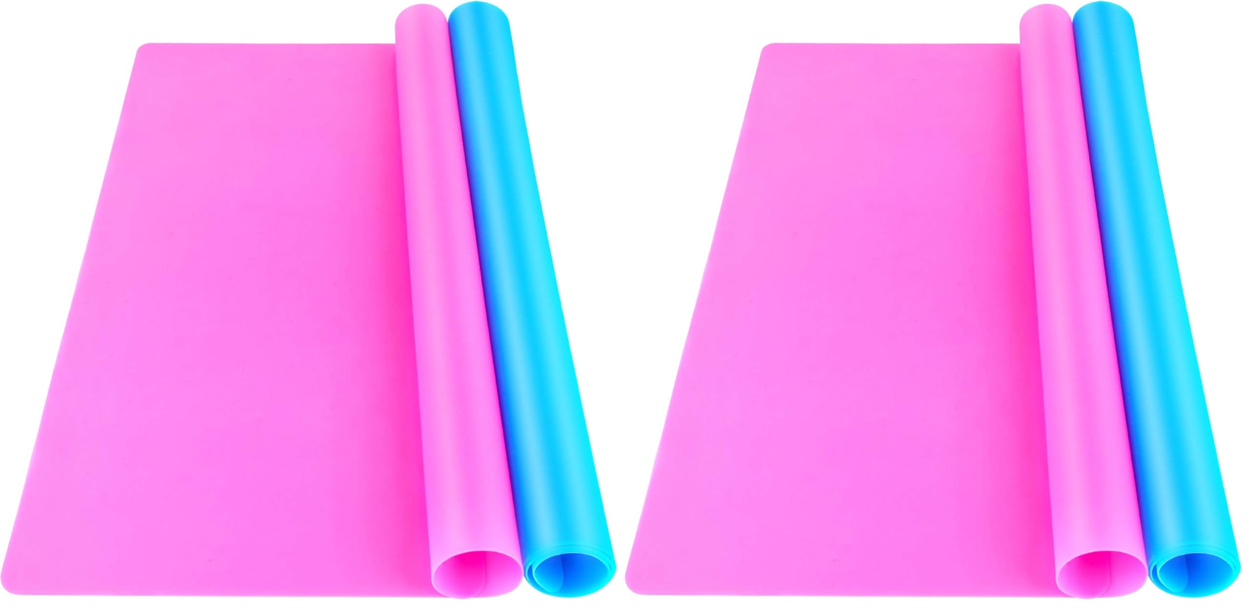 LEOBRO Silicone Mat for Resin Molds, 2 PCS 15.7" x 11.7" Playdough Mat, Silicone Mats for Crafts, Jewelry Resin Molds Mats, for Clay, Paint, Blue &amp; Rose Red (Pack of 2)