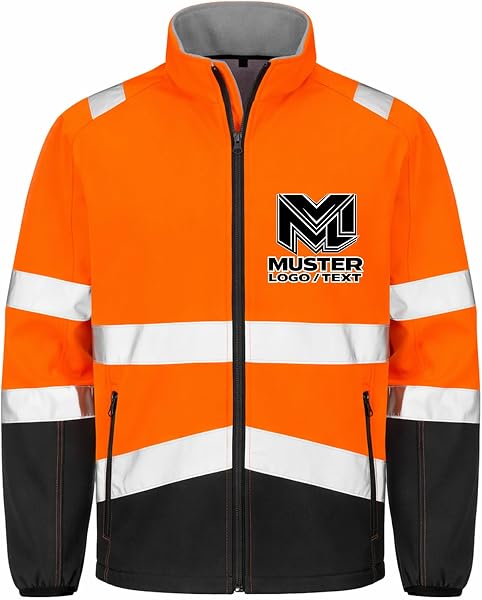 Herren Softshell Sicherheitsjacke personalisierbar mit Logo oder Text | Wasserdicht | 100% Polyester | S–4XL | bedruckte Arbeits- & Firmenjacke - 4